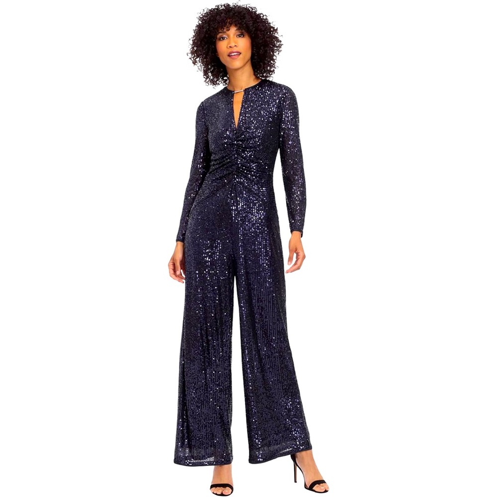 Maggie London navy sequin jumpsuit